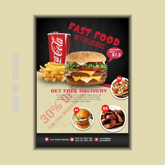 une affiche pour la restauration rapide et la nourriture rapide et le modèle de flyer de restaurant vecteur premium