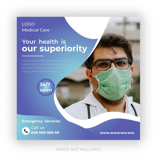 une affiche pour un traitement médical avec un homme portant un masque