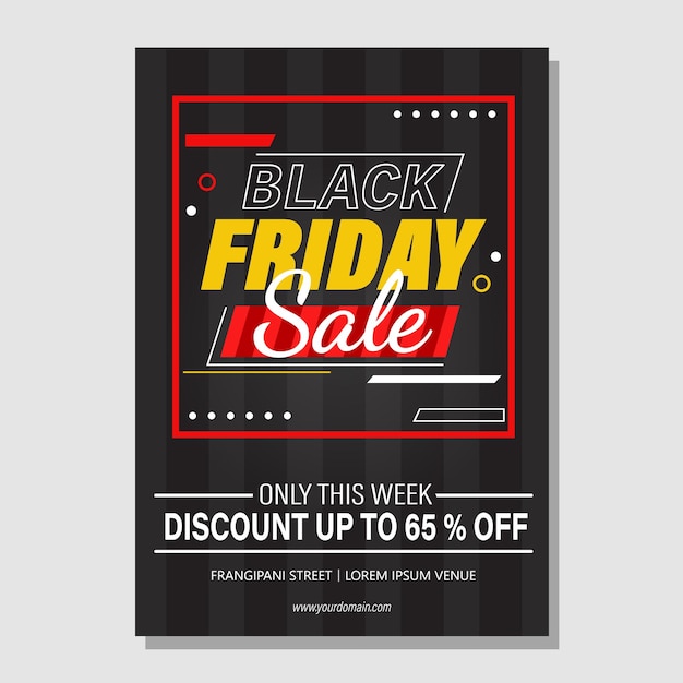une affiche pour la vente du vendredi noir est affichée sur un fond gris