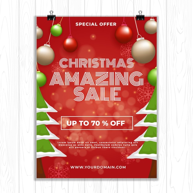 une affiche pour la vente de Noël avec un panneau de vente de noël