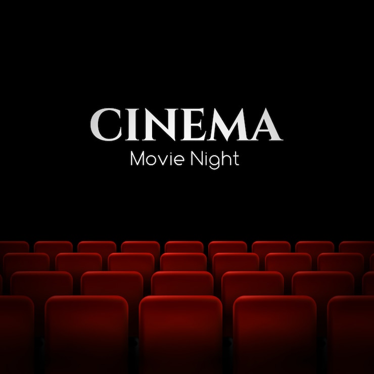 Vecteur affiche de première de cinéma de cinéma avec des sièges rouges. contexte.