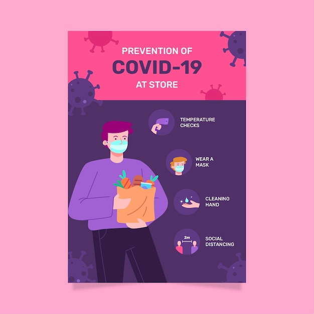 Vecteur affiche de prévention des coronavirus pour les magasins