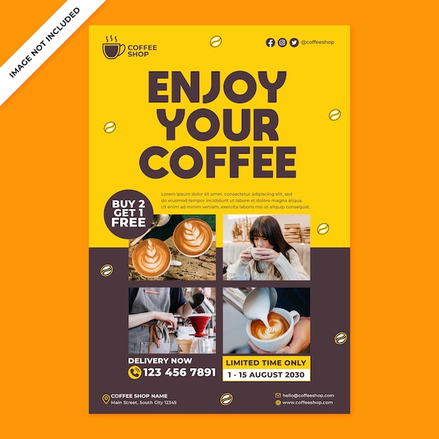 Affiche de promotion de café dans un style design plat