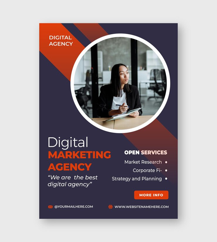 Vecteur affiche promotionnelle d'une agence numérique professionnelle