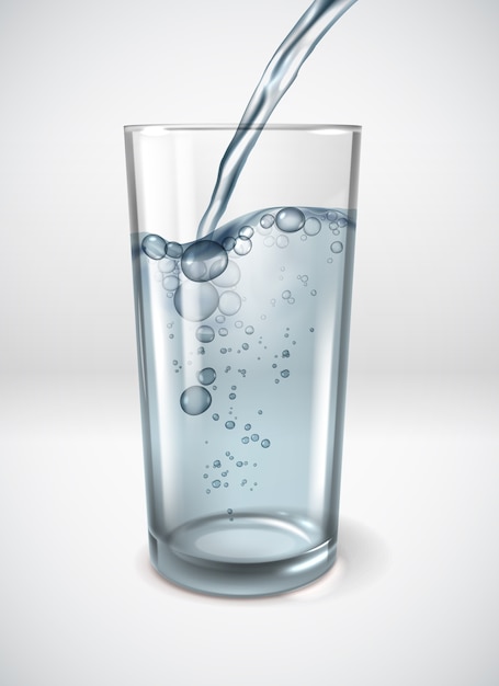 Affiche réaliste de jet d'eau de verres en verre