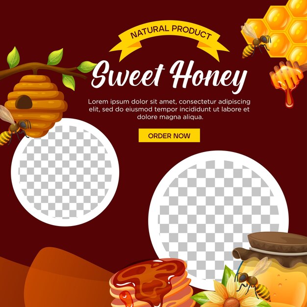 Vecteur une affiche réaliste de miel sucré à l'arrière-plan miel