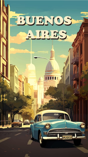 Vecteur affiche rétro de buenos aires