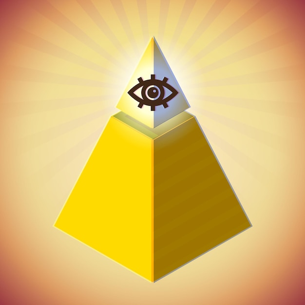 Vecteur affiche rétro avec oeil qui voit tout et pyramide