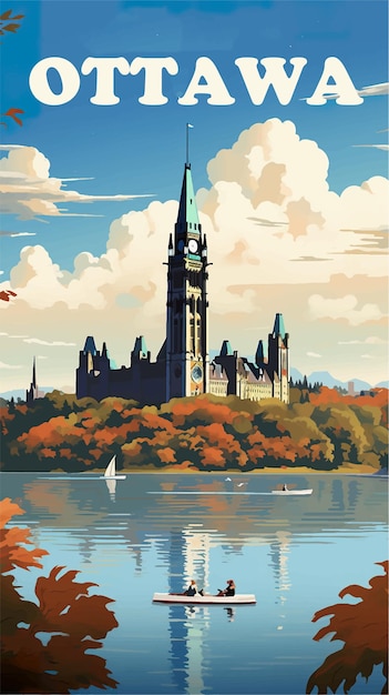 Vecteur affiche rétro d'ottawa