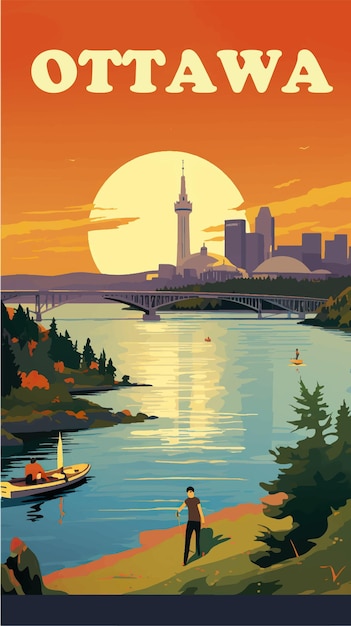 Vecteur affiche rétro d'ottawa