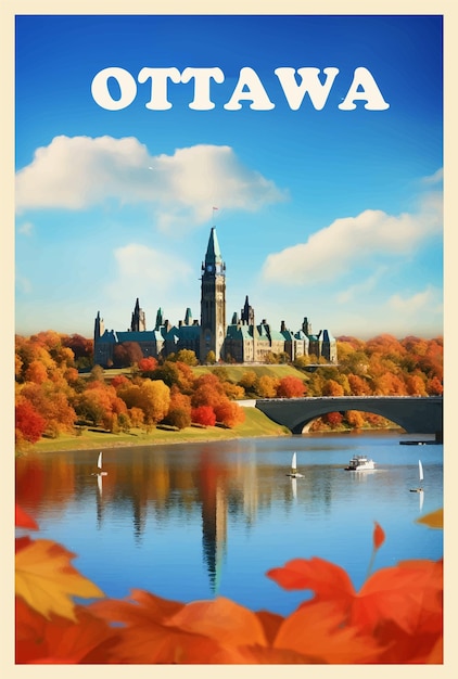 Vecteur affiche rétro d'ottawa