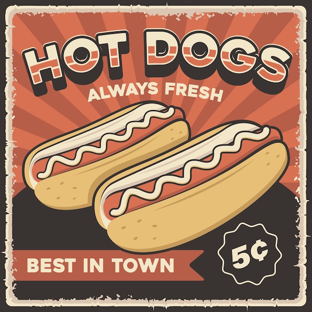 Affiche Rétro Vintage De Hot-dog