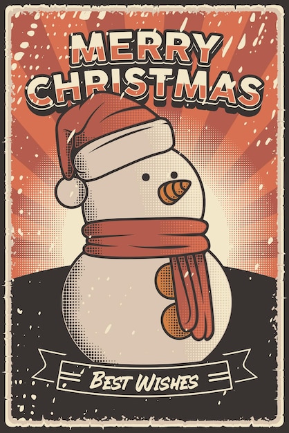 Affiche rétro vintage joyeux Noël