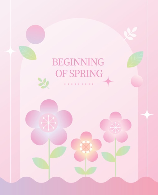 Une affiche rose qui dit début du printemps.