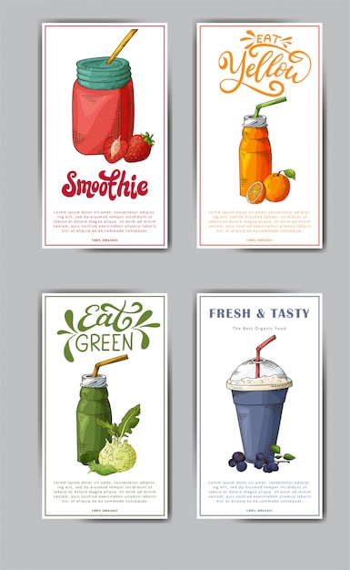 Affiche De Smoothie Frais Avec Lettrage Dessiné à La Main.