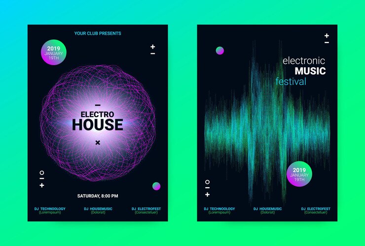 Affiche sonore électronique pour événement de danse