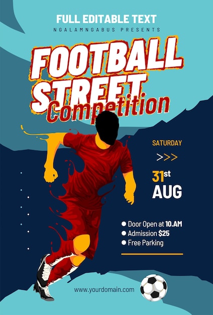 Vecteur affiche de splash de silhouette de football de football