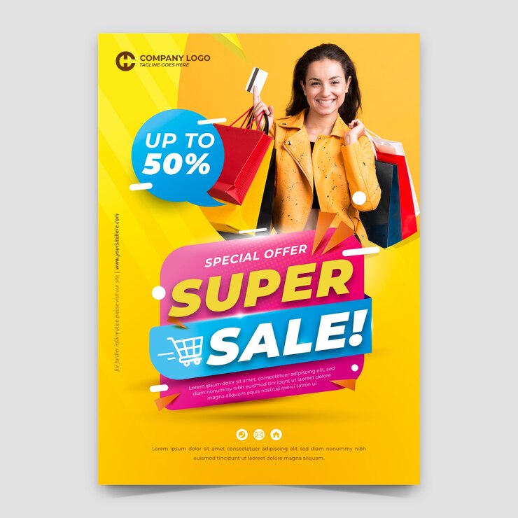 Vecteur affiche de supermarché flyer dégradé
