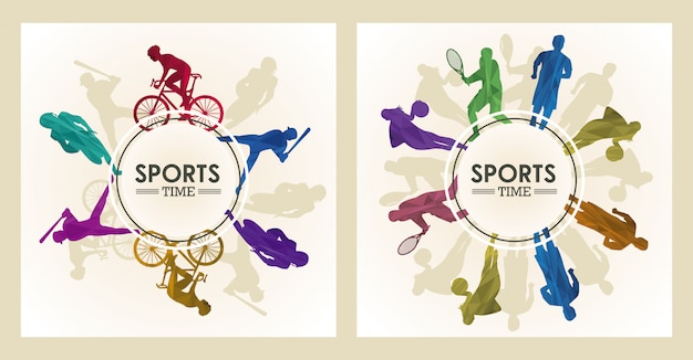 Affiche De Temps De Sport Avec Des Chiffres D'athlètes