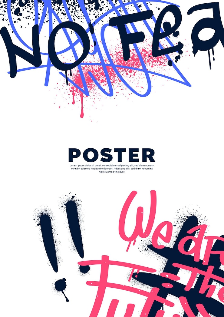 Vecteur affiche tendance graffiti vandalisme et hooliganisme mur et street art inscriptions sales et grunge
