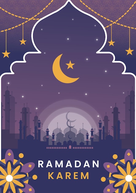 Affiche Sur Le Thème Du Ramadan Avec Des éléments De Mosquée Et De Mandala