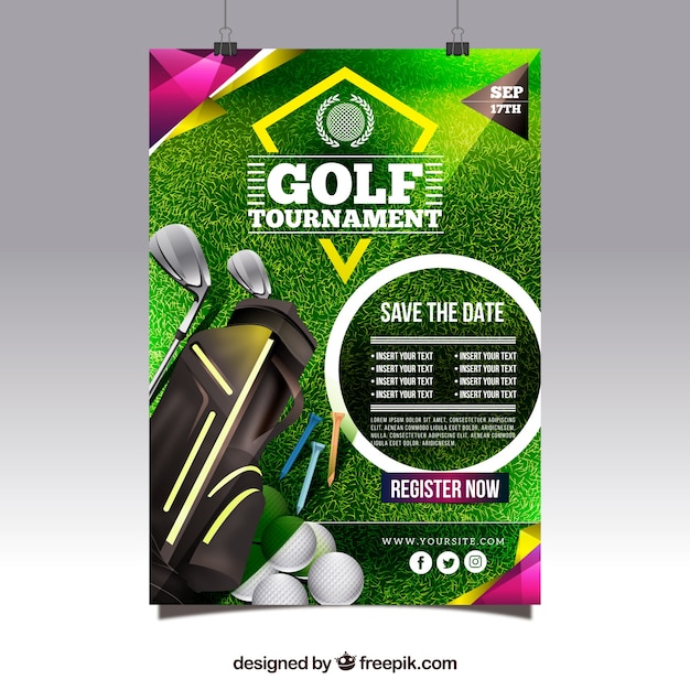 Vecteur affiche de tournoi de golf moderne