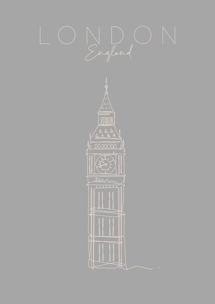 Vecteur affiche uk big ben gris