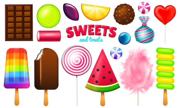 Vecteur une affiche d'une variété de crèmes glacées et de crèmes glacées.