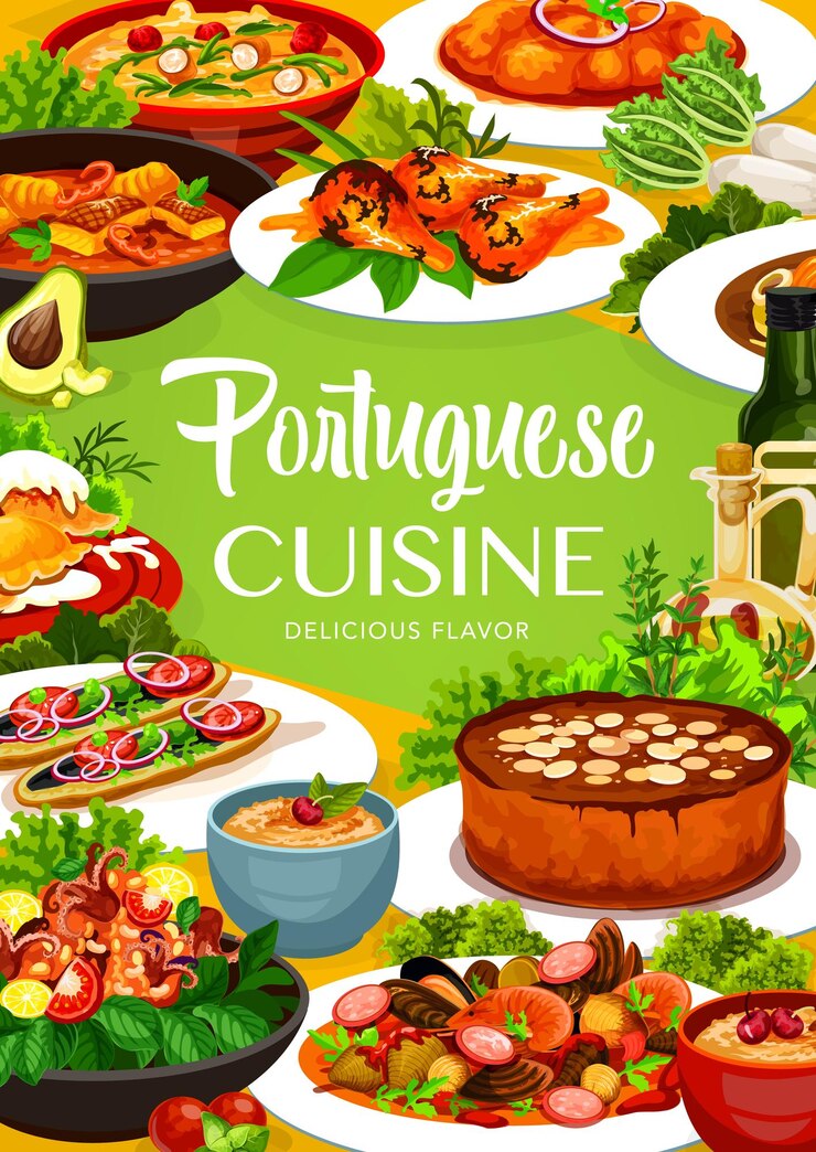 Affiche de vecteur de cuisine portugaise Cuisine portugaise