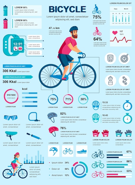 Affiche De Vélo Avec Modèle D'éléments Infographiques Dans Un Style Plat