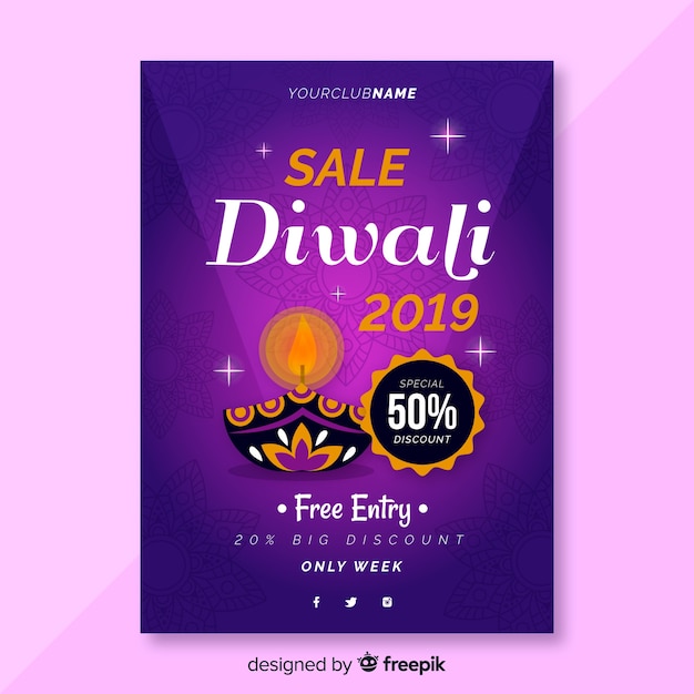 Affiche De Vente Design Plat Diwali