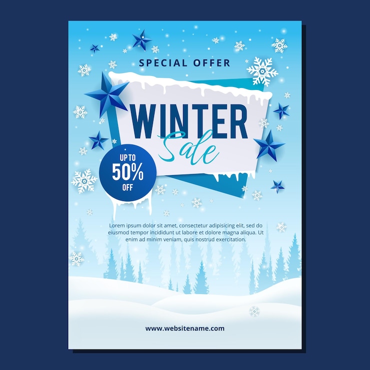 Vecteur une affiche de vente d'hiver avec un panneau de vente dhiver