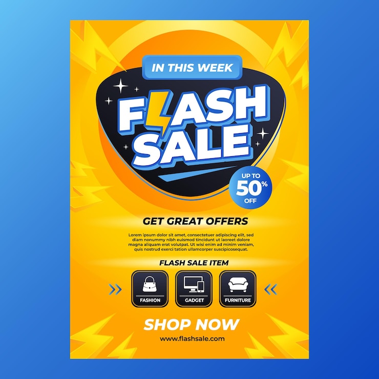 Vecteur une affiche de vente pour la semaine est affichée sur un fond bleu