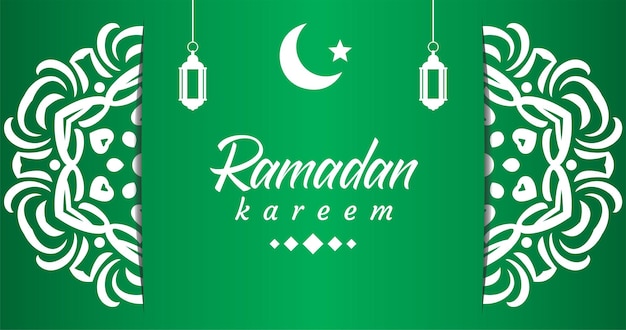 Affiche Verte Et Blanche Avec Les Mots Ramadan Kareem Dessus.