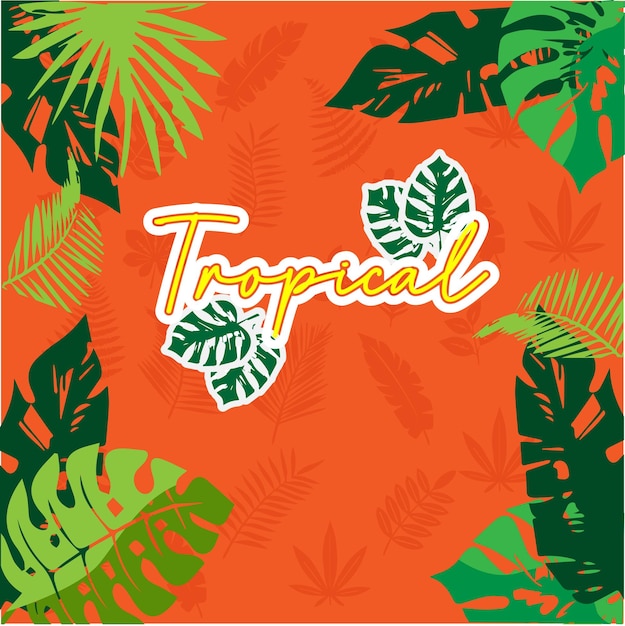 Vecteur une affiche verte et orange avec un palmier et un fond vert avec les mots tropical