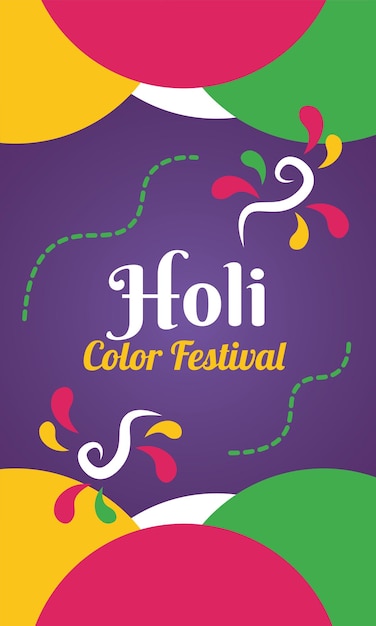 Affiche verticale colorée du festival Holi