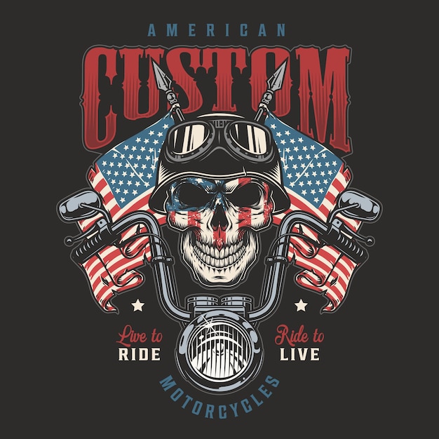 Une affiche vintage colorée de motocyclistes américains