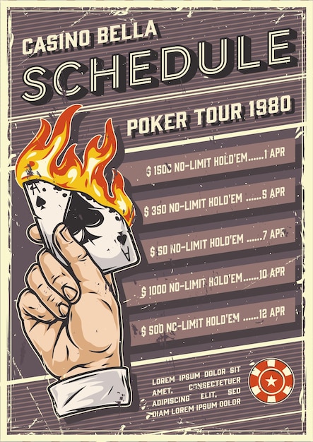 Affiche Vintage Du Calendrier De La Tournée De Poker