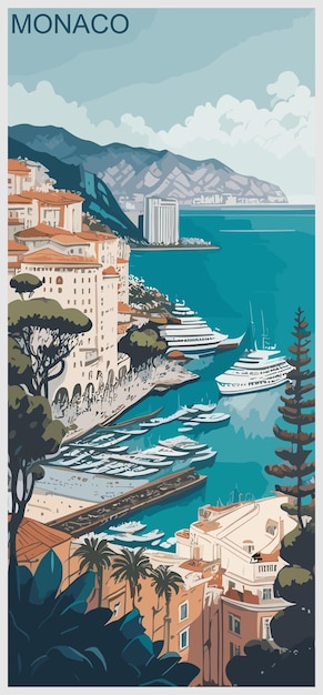 Vecteur une affiche vintage de monaco