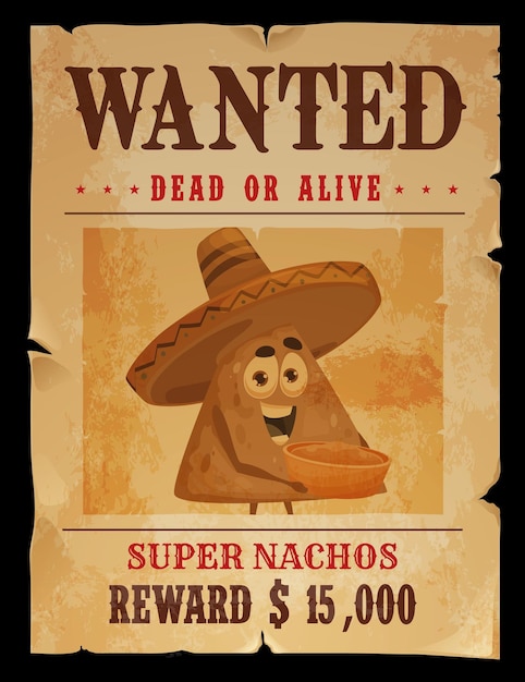 Vecteur une affiche vintage occidentale avec un bandit de nachos.