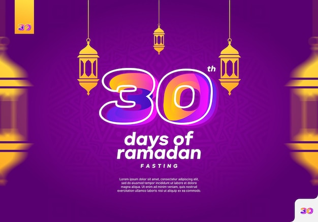 Affiche Violette Avec Le Numéro 30 Jours Du Ramadan.
