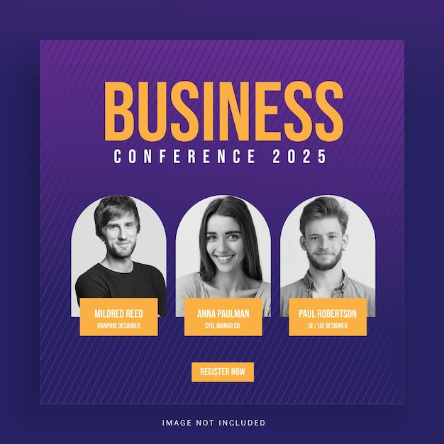 Une Affiche Violette Et Violette Qui Dit Conférence D'affaires 2025.