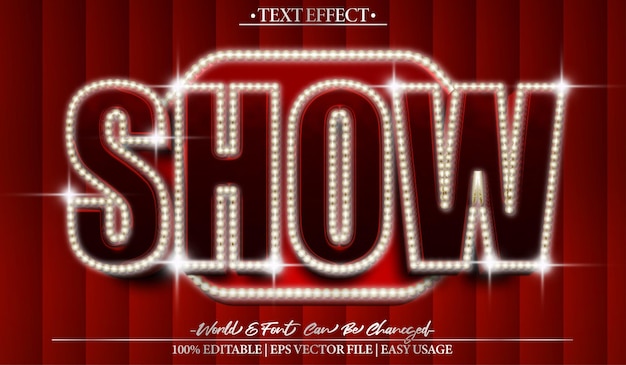 Afficher l'effet de texte vectoriel modifiable Alphabet rouge film cinématographique Standup Stage Nightclub