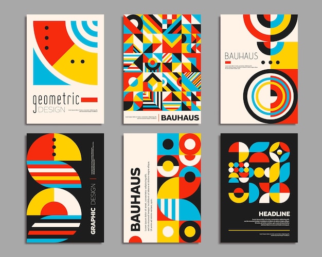Affiches Bauhaus avec motifs abstraits géométriques