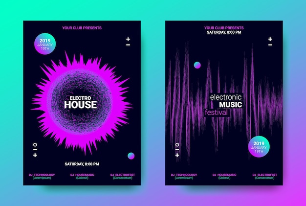 Vecteur affiches disco pour festival de musique électronique