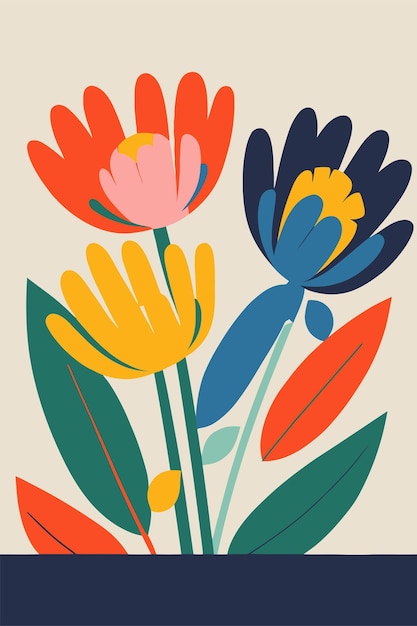 Affiches florales de fleurs abstraites dans un décor mural d'art moderne de style minimaliste matisse