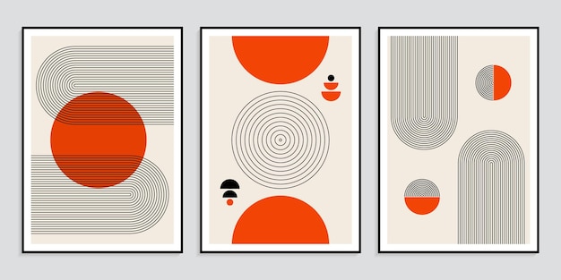 Des Affiches De Formes Géométriques Orange D'art Mural Minimaliste Abstrait