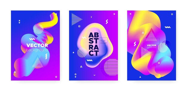 Affiches De Musique Colorées Lumineuses Avec Des Formes Abstraites Fluides Et Géo