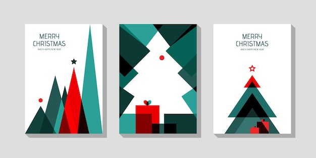 Affiches De Noël En Risographie. Image Abstraite Du Bauhaus.