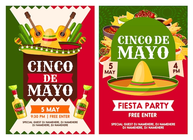 Affiches Vectorielles Mexicaines De Fête De Vacances De Cinco De Mayo